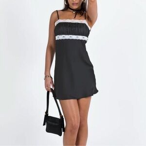 Princess Polly Black Dress with White Lace